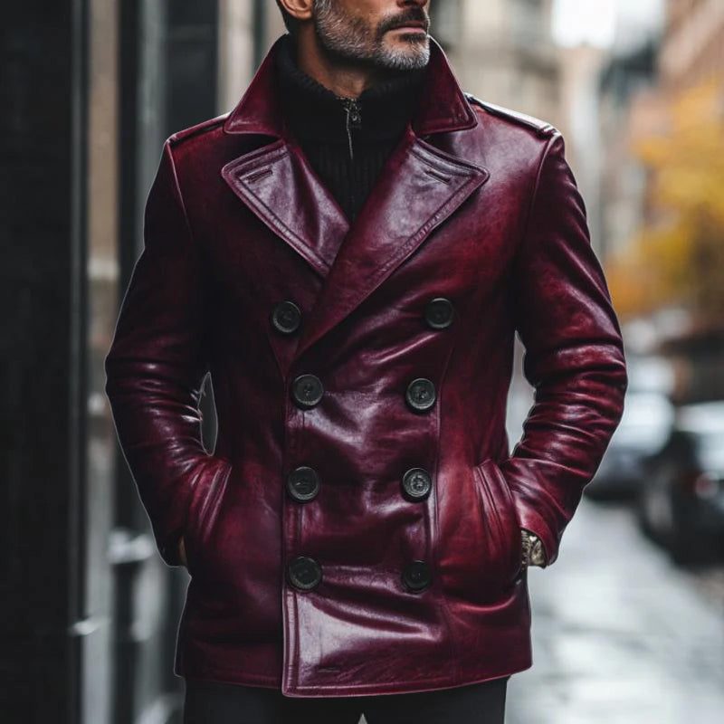 THIAGO™ | BREASTED LEATHER COAT