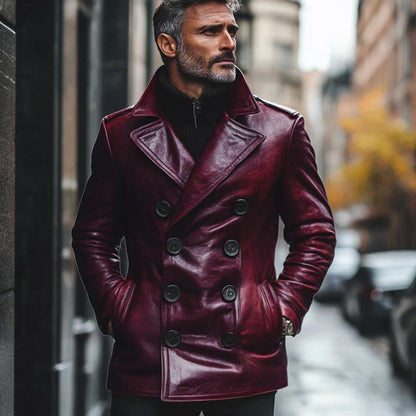 THIAGO™ | BREASTED LEATHER COAT