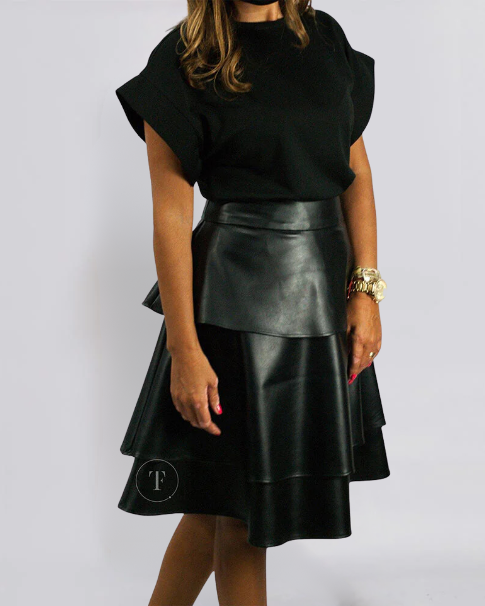 SERENA™ | BLACK ECO-LEATHER SKIRT