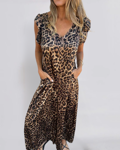 ZARA™ | LEOPARD V-HALS JURK