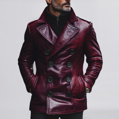 THIAGO™ | BREASTED LEATHER COAT