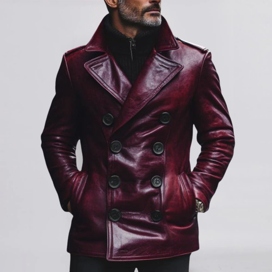 THIAGO™ | BREASTED LEATHER COAT