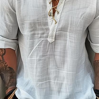 GASTON™ | LINEN LACE-UP SHIRT