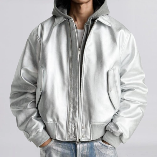 LEON™ | SILVER LEATHER JACKET