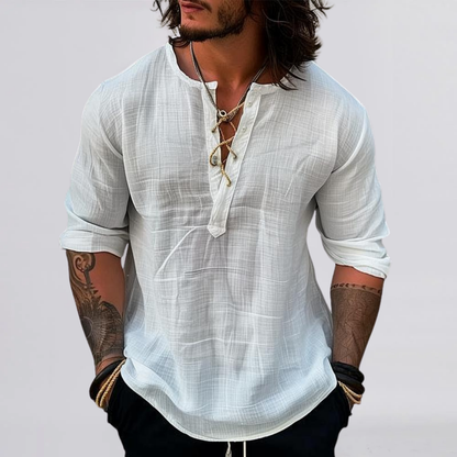 GASTON™ | LINEN LACE-UP SHIRT