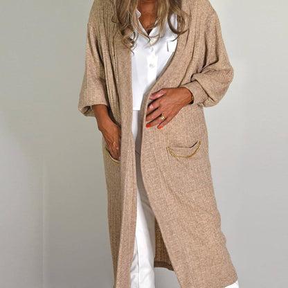 OLIVIA™ | BEIGE LONG KNIT COAT