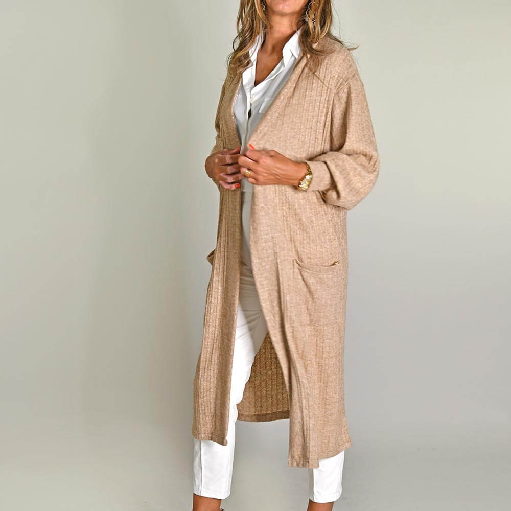 OLIVIA™ | BEIGE LONG KNIT COAT