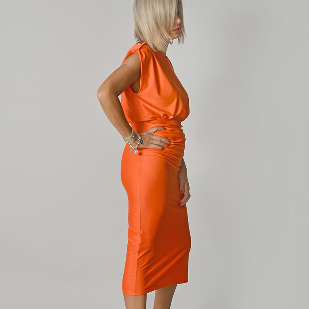 SARAH™ | ORANJE DRAPED JURK