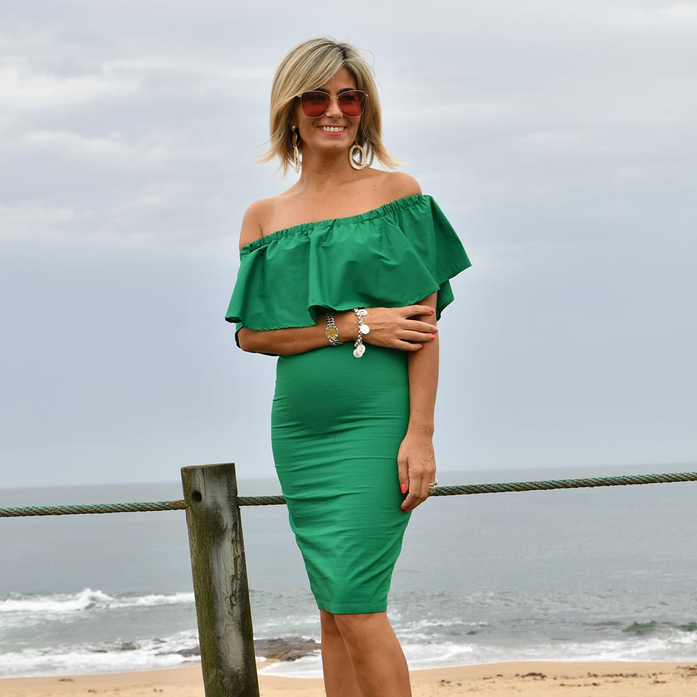 LIA™ | GROENE JURK MET FRILL